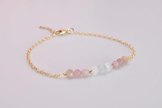 Dainty Moonstone, Aquamarine, and Rose Quartz Fertility Bracelet - 3Rosebudsco.com