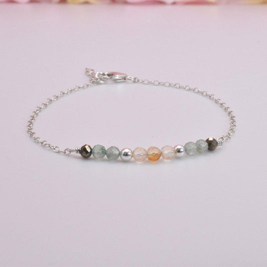 Dainty Wealth and Good Luck Gemstone Bracelet - 3Rosebudsco.com