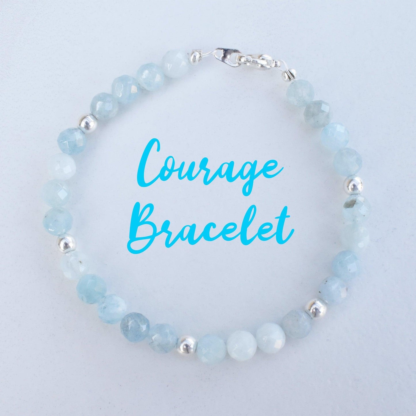 Aquamarine healing crystal Bracelet to encourage Courage & Strength - 3Rosebudsco.com