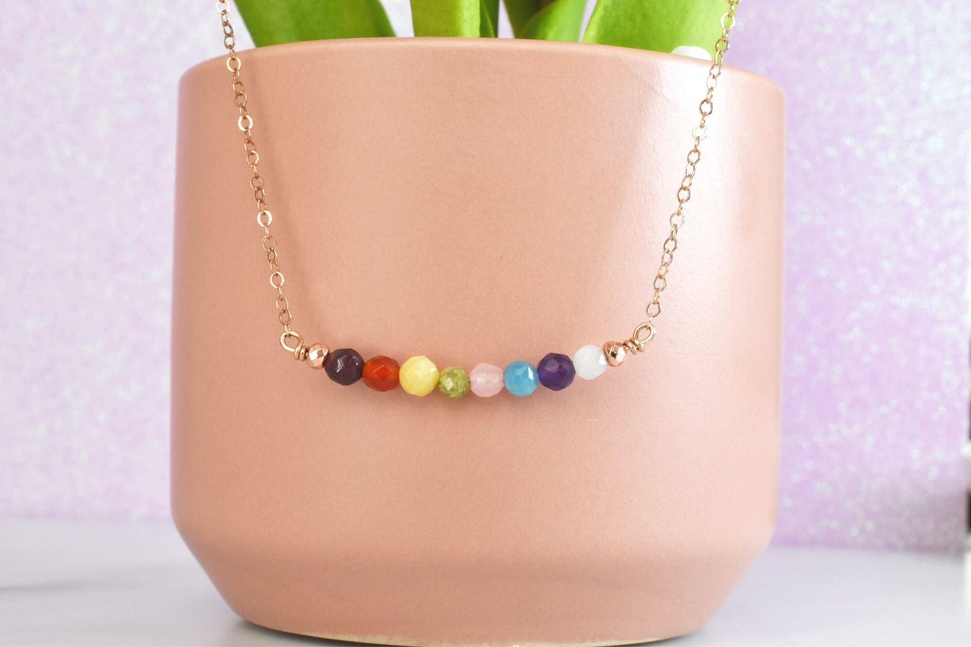 Seven Chakras Healing Gemstone Necklace - 3Rosebudsco.com