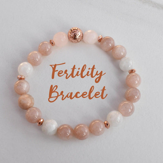 Peach & Rainbow Moonstone Fertility Crystal Bracelet With Reiki Energy - 3Rosebudsco.com