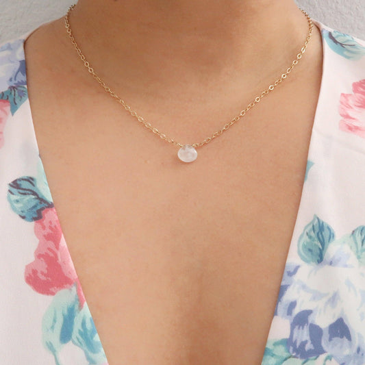 Healing Moonstone Crystal Necklace Infused with Reiki -3Rosebudsco.com