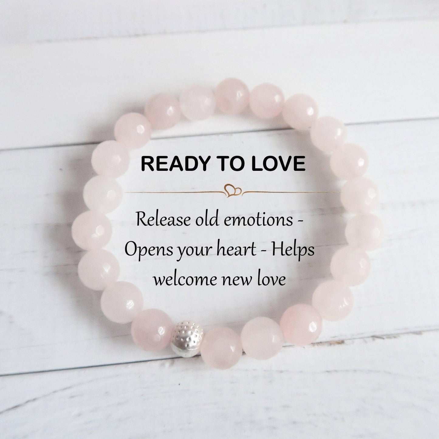 Rose Quartz Healing Gemstone Bracelet Infused with Reiki to Help you Attract Love - 3Rosebudsco.com