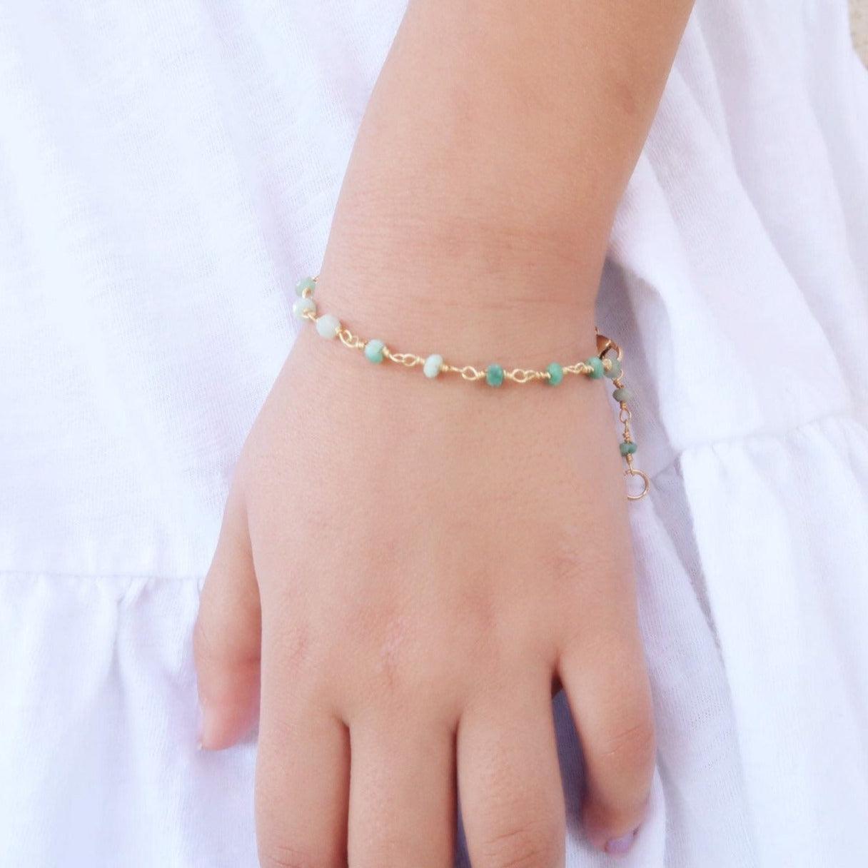 Kids Amazonite Healing Gemstone Bracelet - Reiki Infused Jewelry For Kids - 3Rosebudsco.com