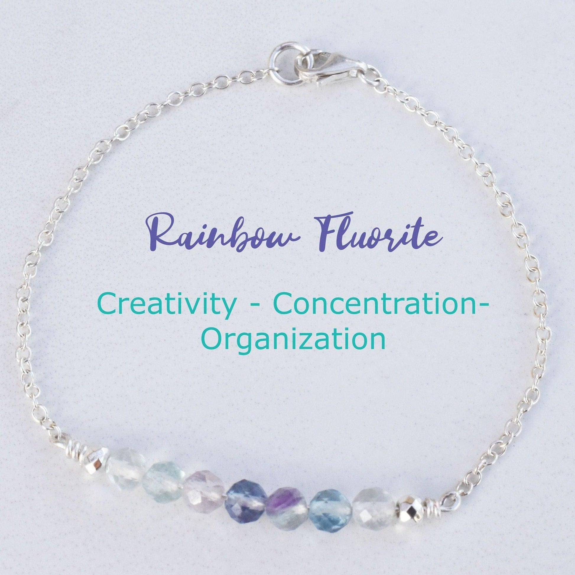 Dainty Rainbow Fluorite Healing Gemstone Bracelet With Reiki Infusion - 3Rosebudsco.com