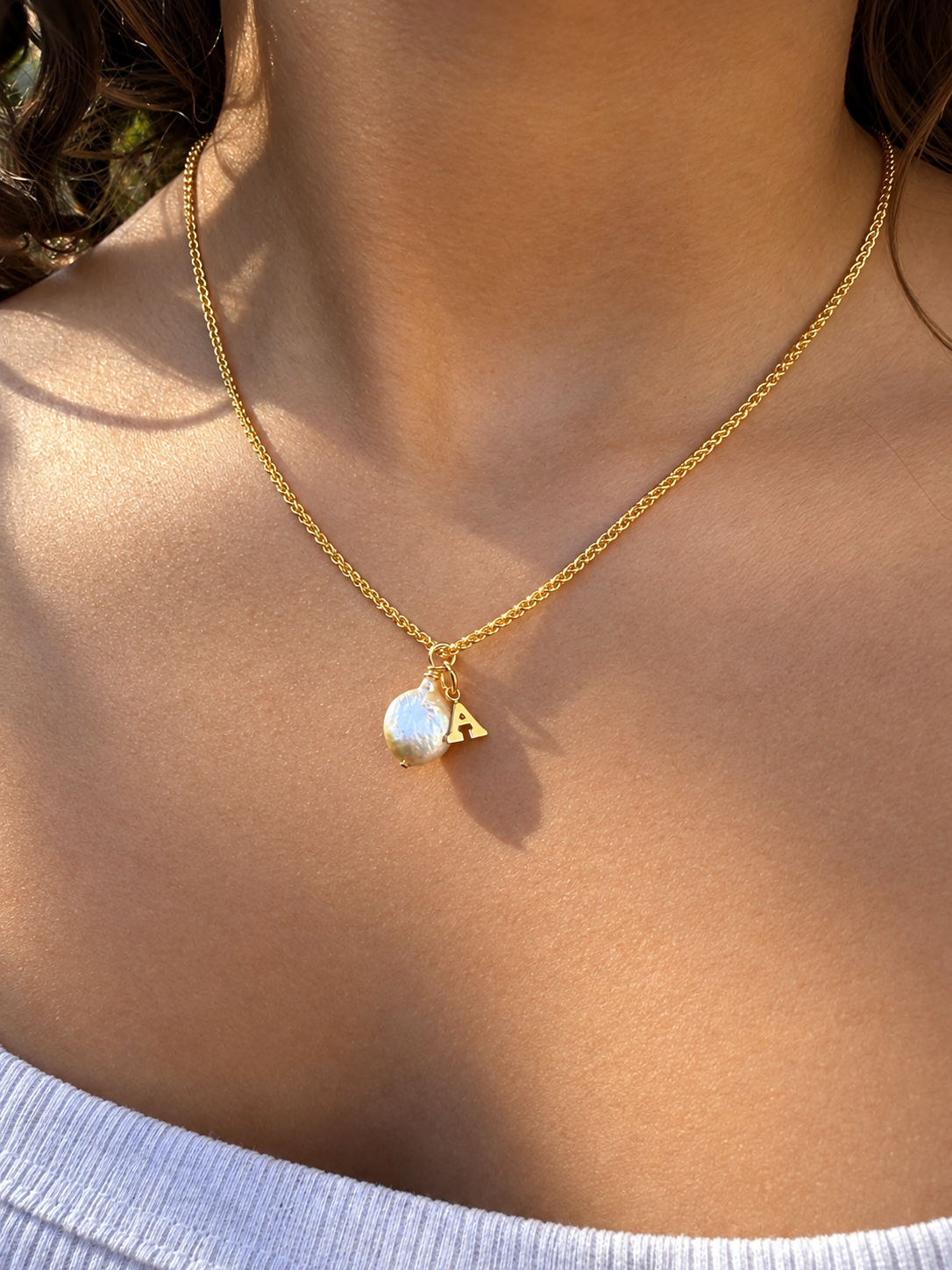 Handcrafted Gold-Filled Pearl Necklace - Personalized Initial Pendant