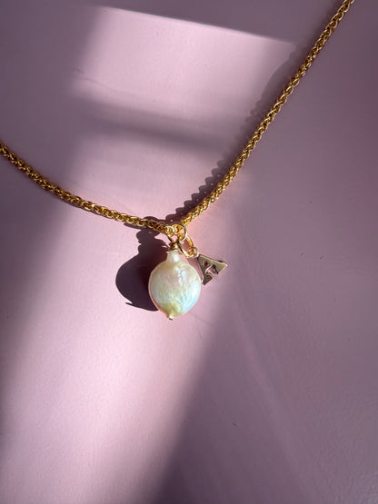 Handcrafted Gold-Filled Pearl Necklace - Personalized Initial Pendant