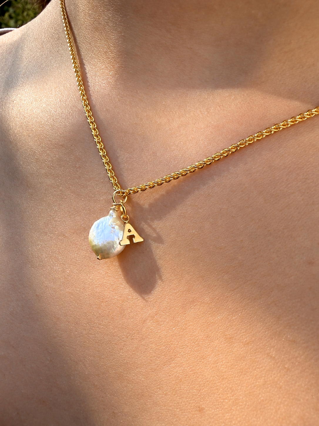 Handcrafted Gold-Filled Pearl Necklace - Personalized Initial Pendant