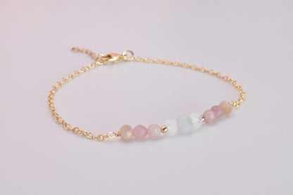 Dainty Moonstone, Aquamarine, and Rose Quartz Fertility Bracelet - 3Rosebudsco.com