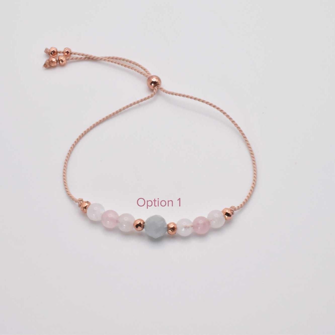 Adjustable Fertility Bracelet with Aquamarine, Rose Quartz and Moonstone Crystals - 3Rosebudsco.com