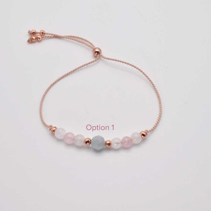 Adjustable Fertility Bracelet with Aquamarine, Rose Quartz and Moonstone Crystals - 3Rosebudsco.com