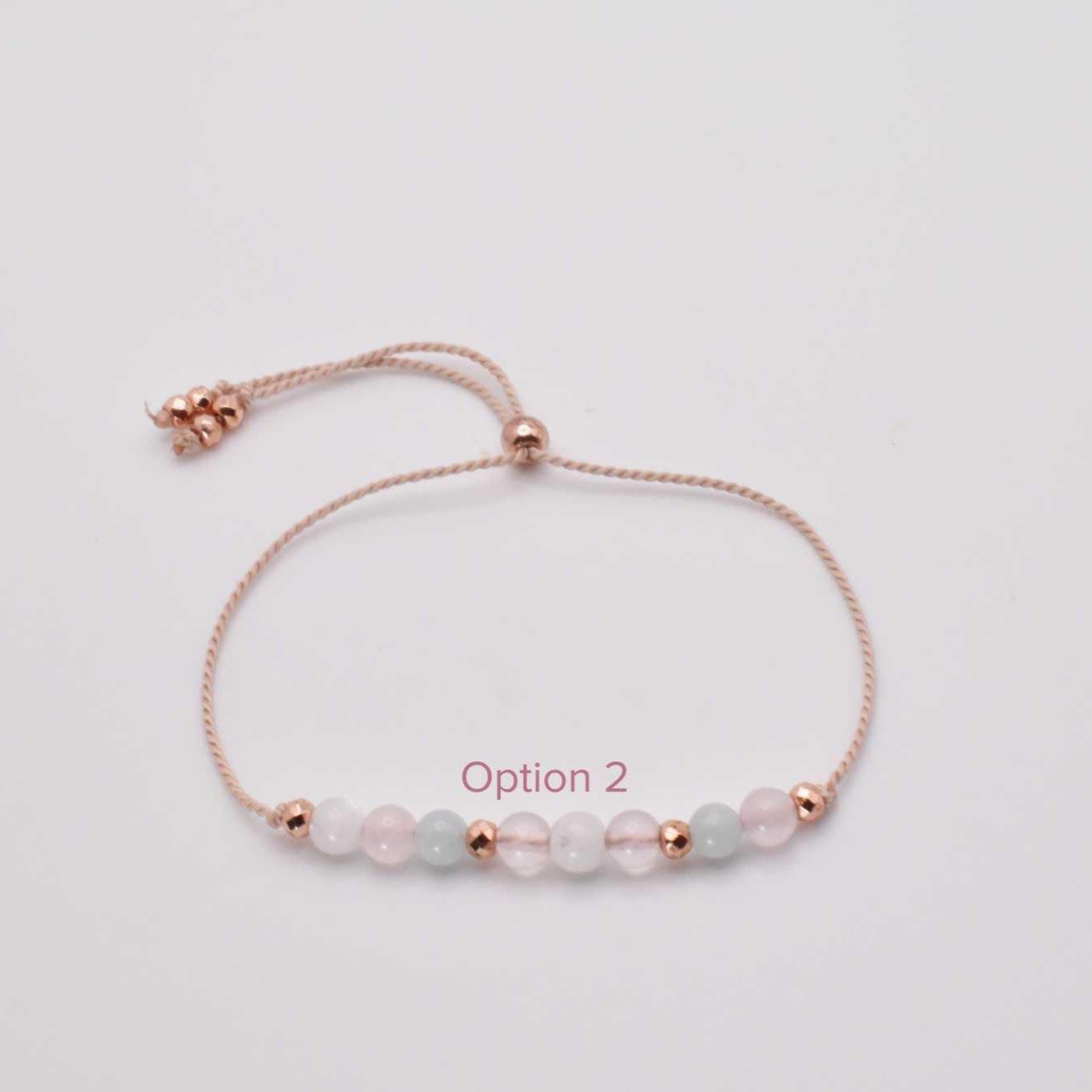 Adjustable Fertility Bracelet with Aquamarine, Rose Quartz and Moonstone Crystals - 3Rosebudsco.com