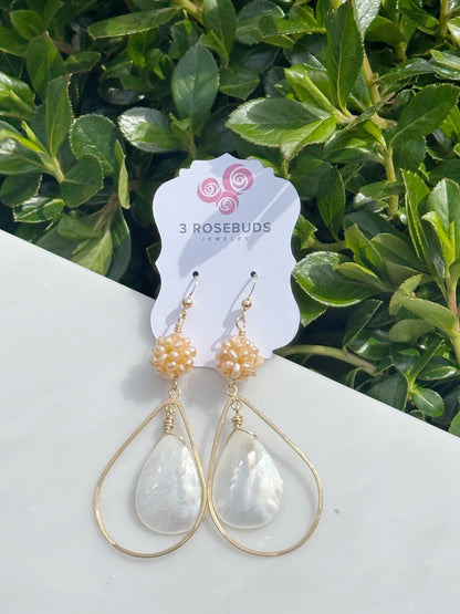 Gold Floral Sea Shell Earrings