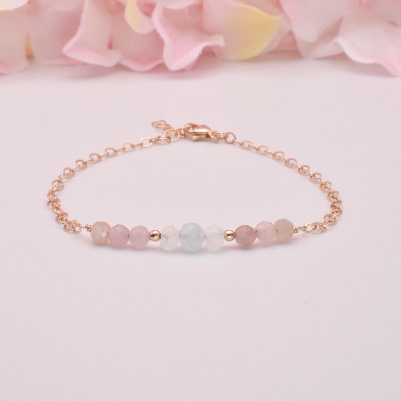 Genuine Crystal Bracelet, Fertility wish gift, Mom To Be Jewelry, Baby Showe Gift outlet Ideas, Natural Moonstone, Genuine Aquamarine, Rose Quartz