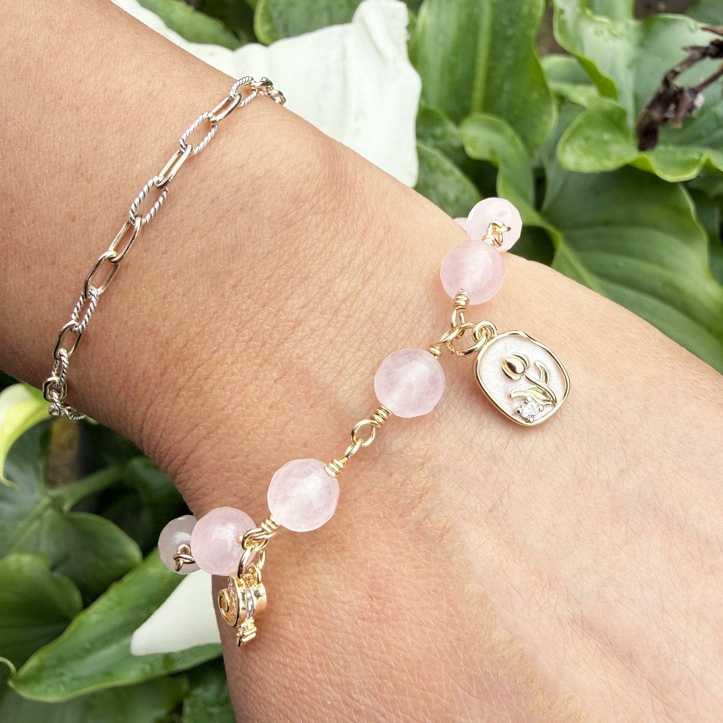 Rosary Crystal Bracelet with Charms