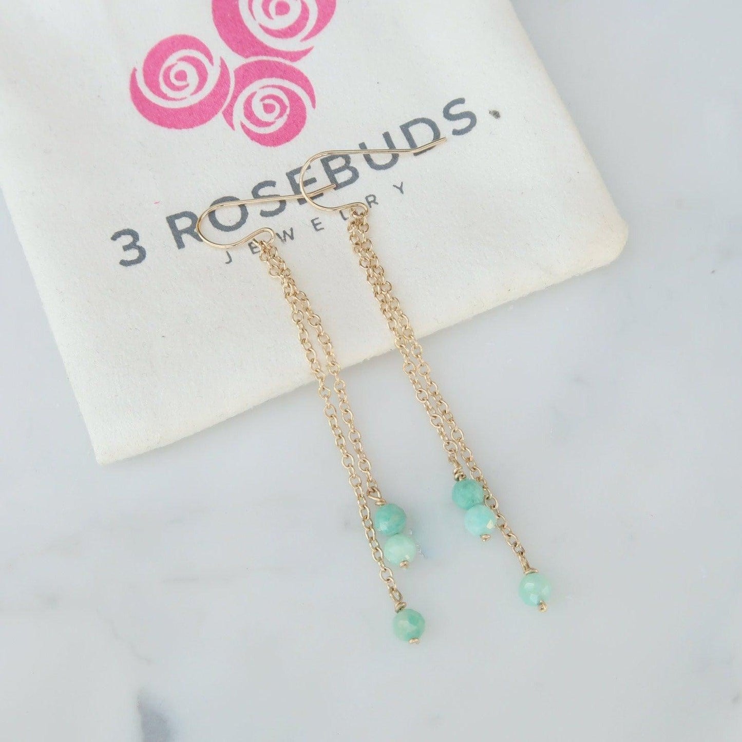 Lightweight Dangling Droplet Earrings with Healing Gemstones - 3Rosebudsco.com