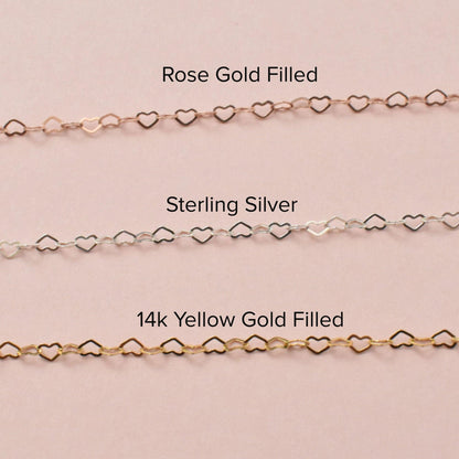 Girls heart necklace with pink opal, aquamarine or rainbow moonstones - 3Rosebudsco.com