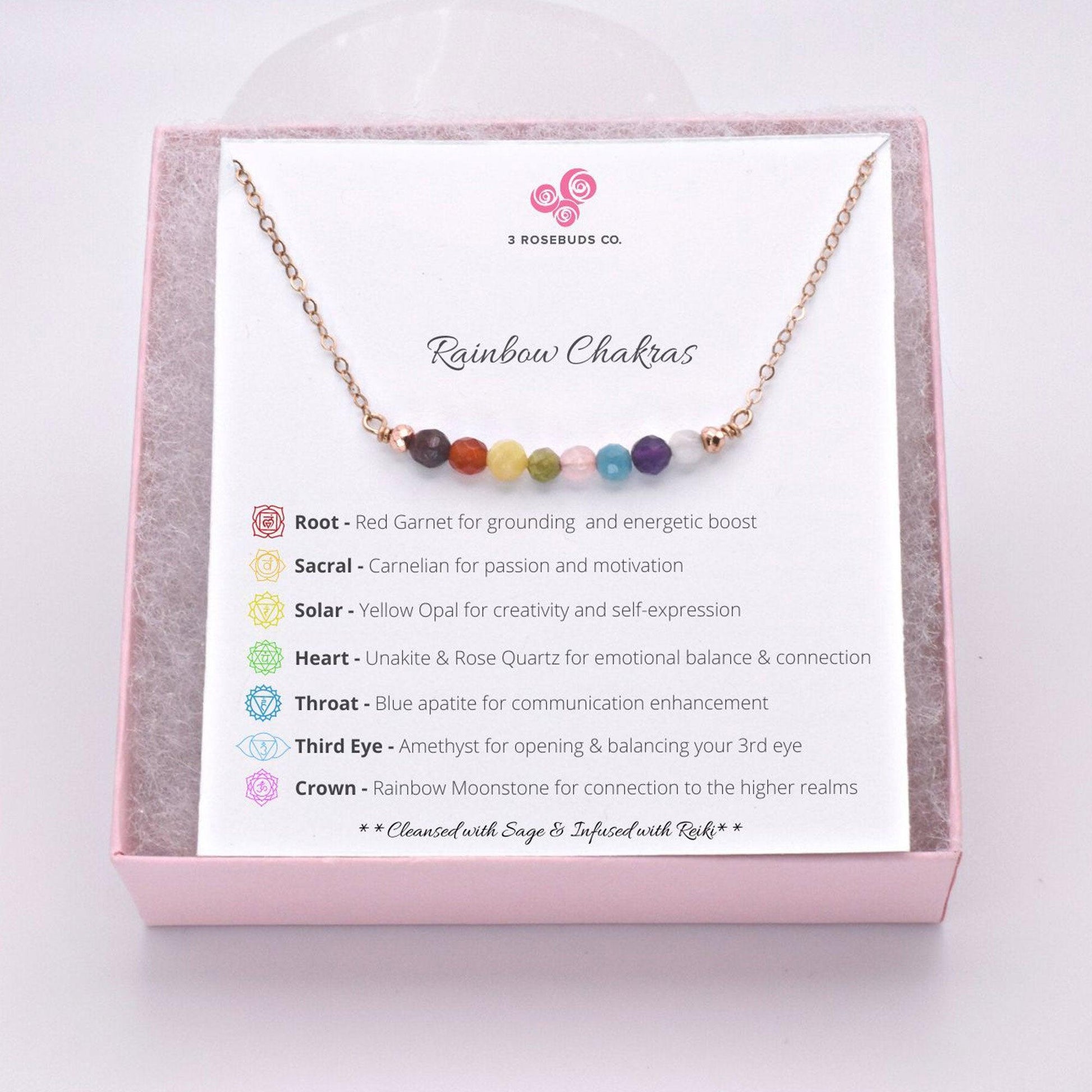 Seven Chakras Healing Gemstone Necklace - 3Rosebudsco.com