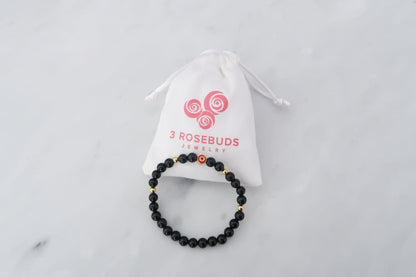 Evil Eye Protection bracelet with black tourmaline, hematite, and the evil eye amulet to deflect any negative energy- 3Rosebudsco.com