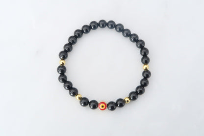 Evil Eye protection jewelry bracelet with black tourmaline and hematite crystals for negativity deflection crystal bracelet - 3Rosebudsco.com