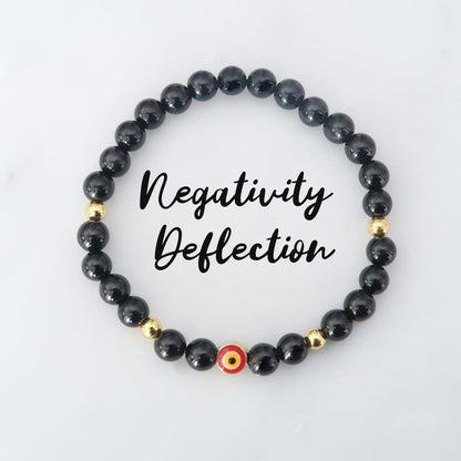 Evil Eye Protection Jewelry Bracelet with Negativity Deflection Healing Bracelet featuring black tourmaline, hematite and an evil eye bead - 3Rosebudsco.com
