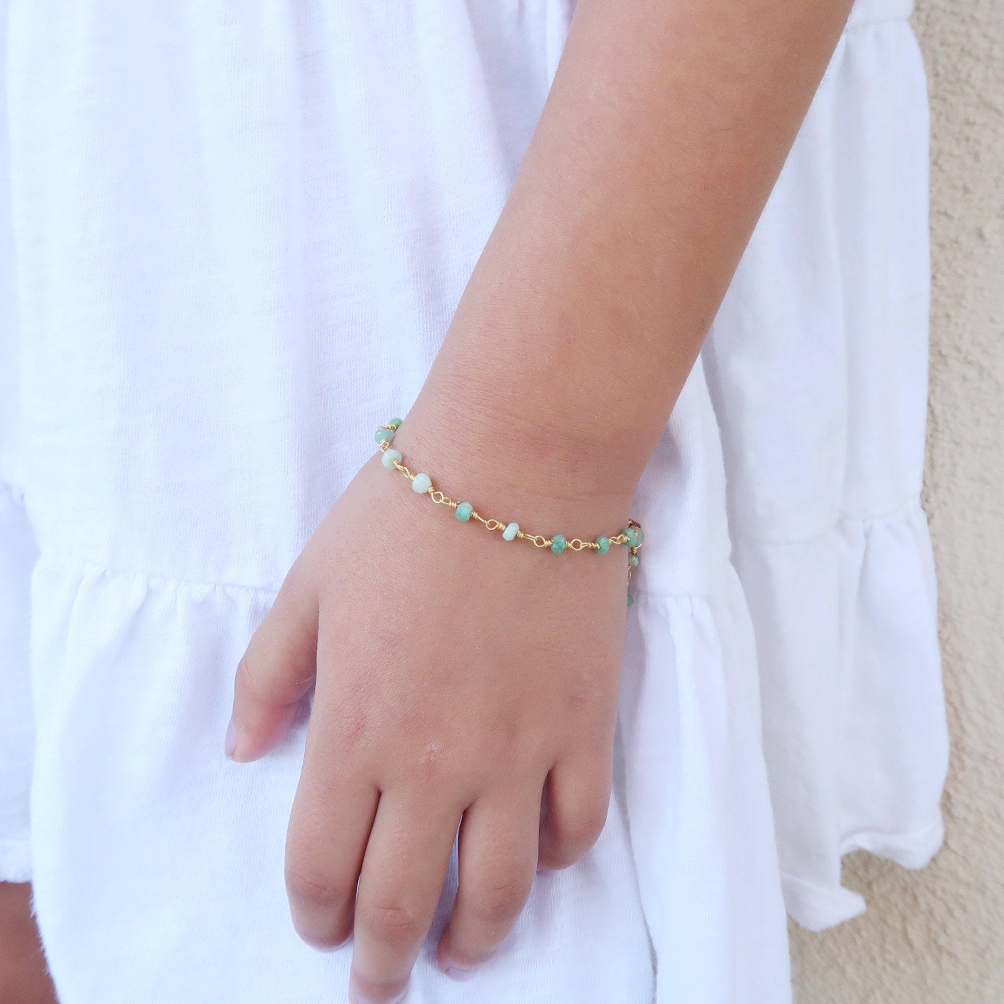 Amazonite healing gemstone bracelet for kids to empower and encourage them to be more active. 