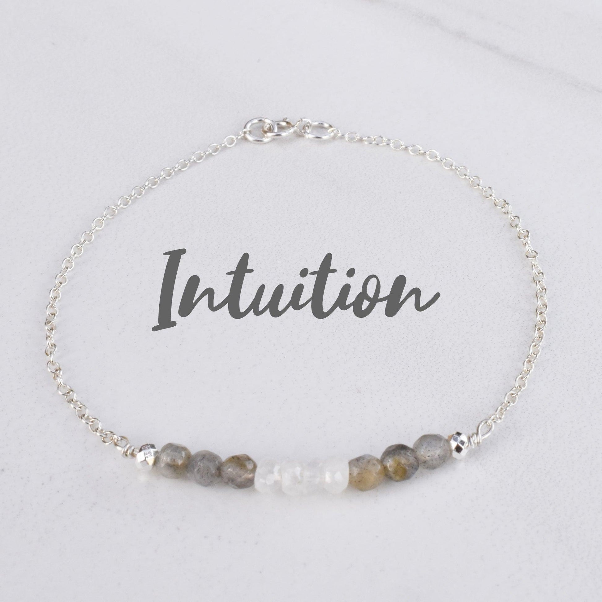 Dainty Labradorite & Moonstone Reiki Infused Bracelet to Awaken Intuition - 3Rosebudsco.com