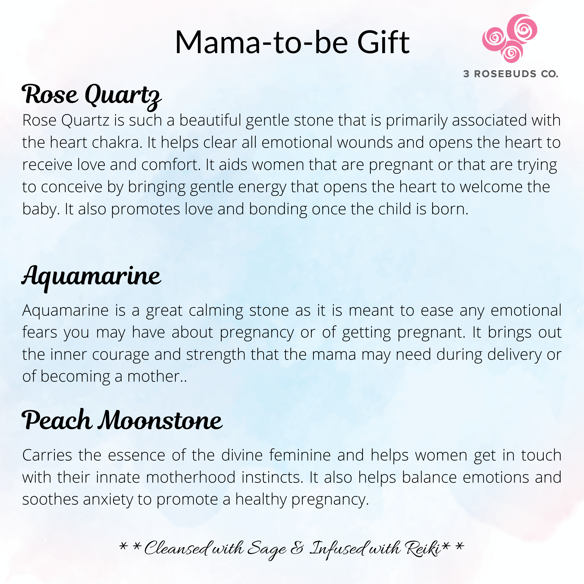 Minimalist Fertility Bracelet Featuring Rose Quartz, Aquamarine and Moonstone
