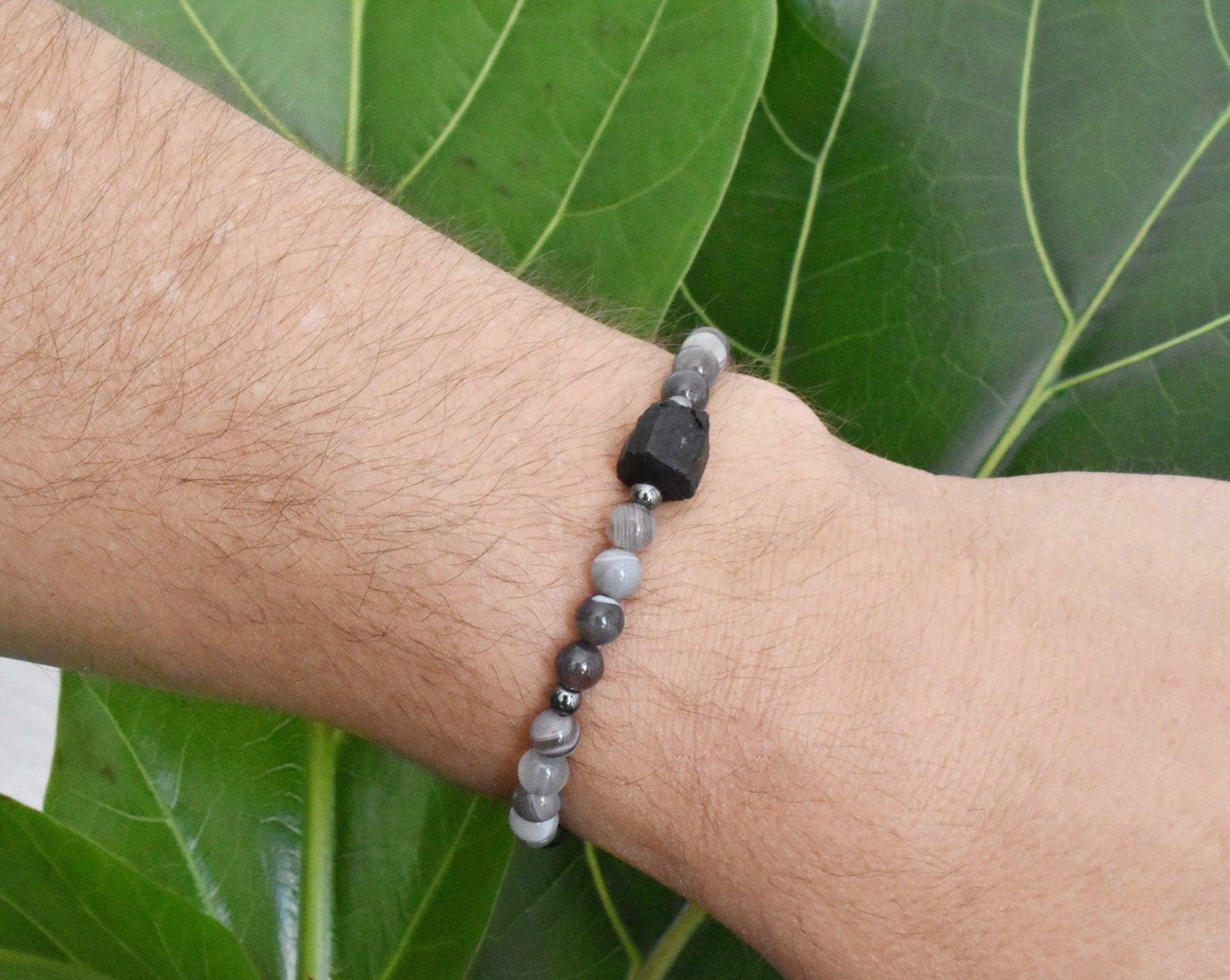 Men's Grief Bracelet  for energetic healing support featuring healing crystals. 