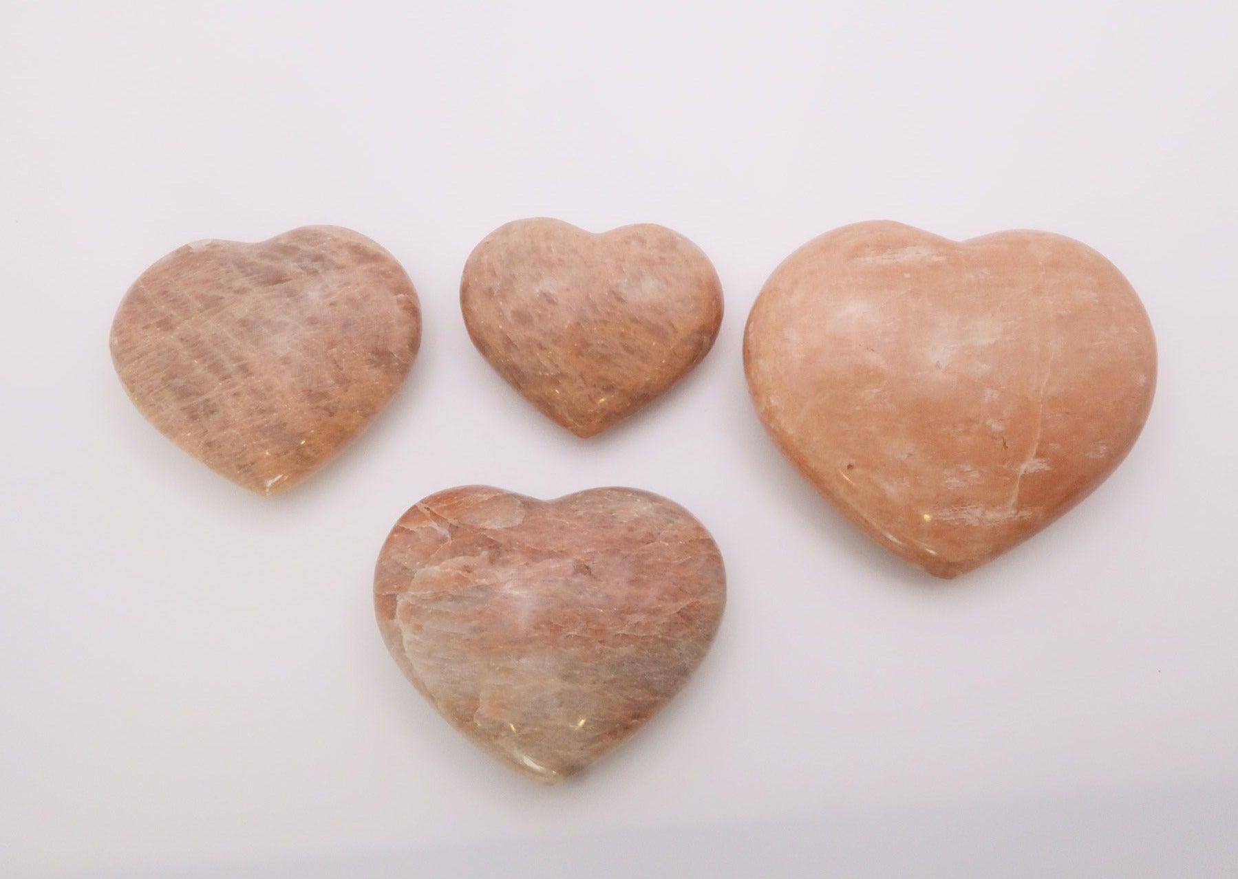 Peach Moonstone Healing Gemstone Hearts - 3Rosebudsco.com