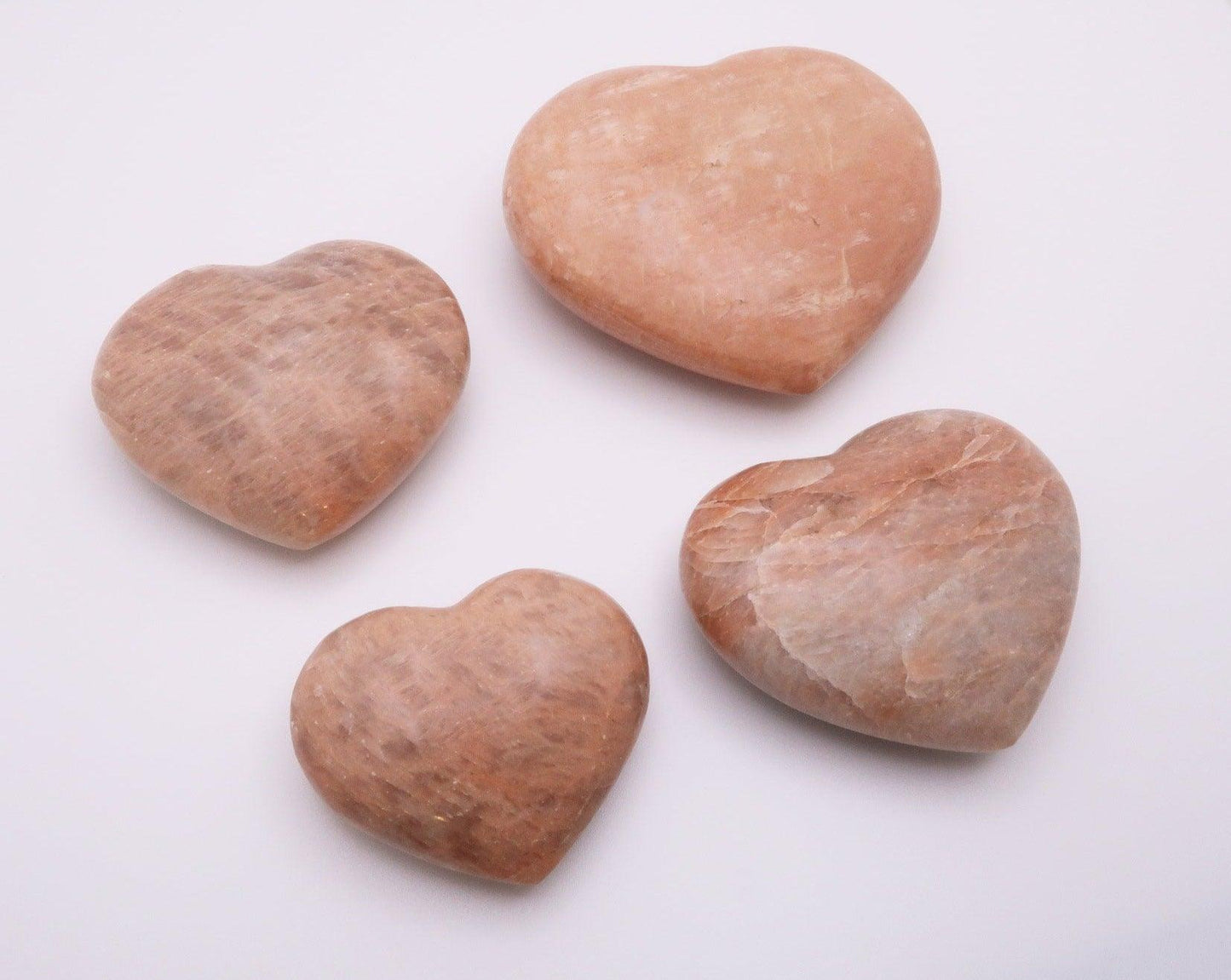 Peach Moonstone Healing Gemstone Hearts - 3Rosebudsco.com