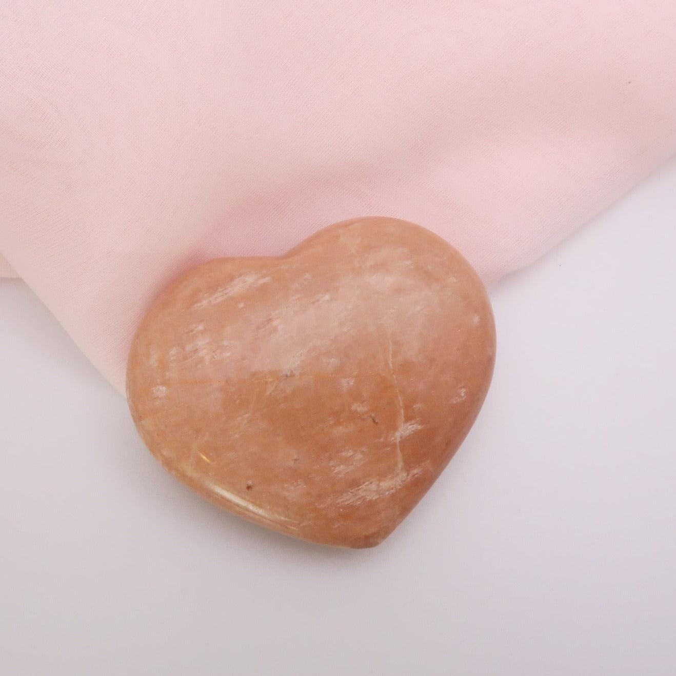 Peach Moonstone Healing Gemstone Hearts - 3Rosebudsco.com