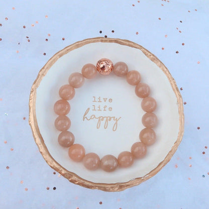 Peach Moonstone Emotional Healing Power Bracelet with Reiki Infusion - 3Rosebudsco.com
