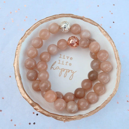 Peach Moonstone Healing Crytal Bracelet for Emotional Healing Infused with Reiki Energy - 3Rosebudsco.com