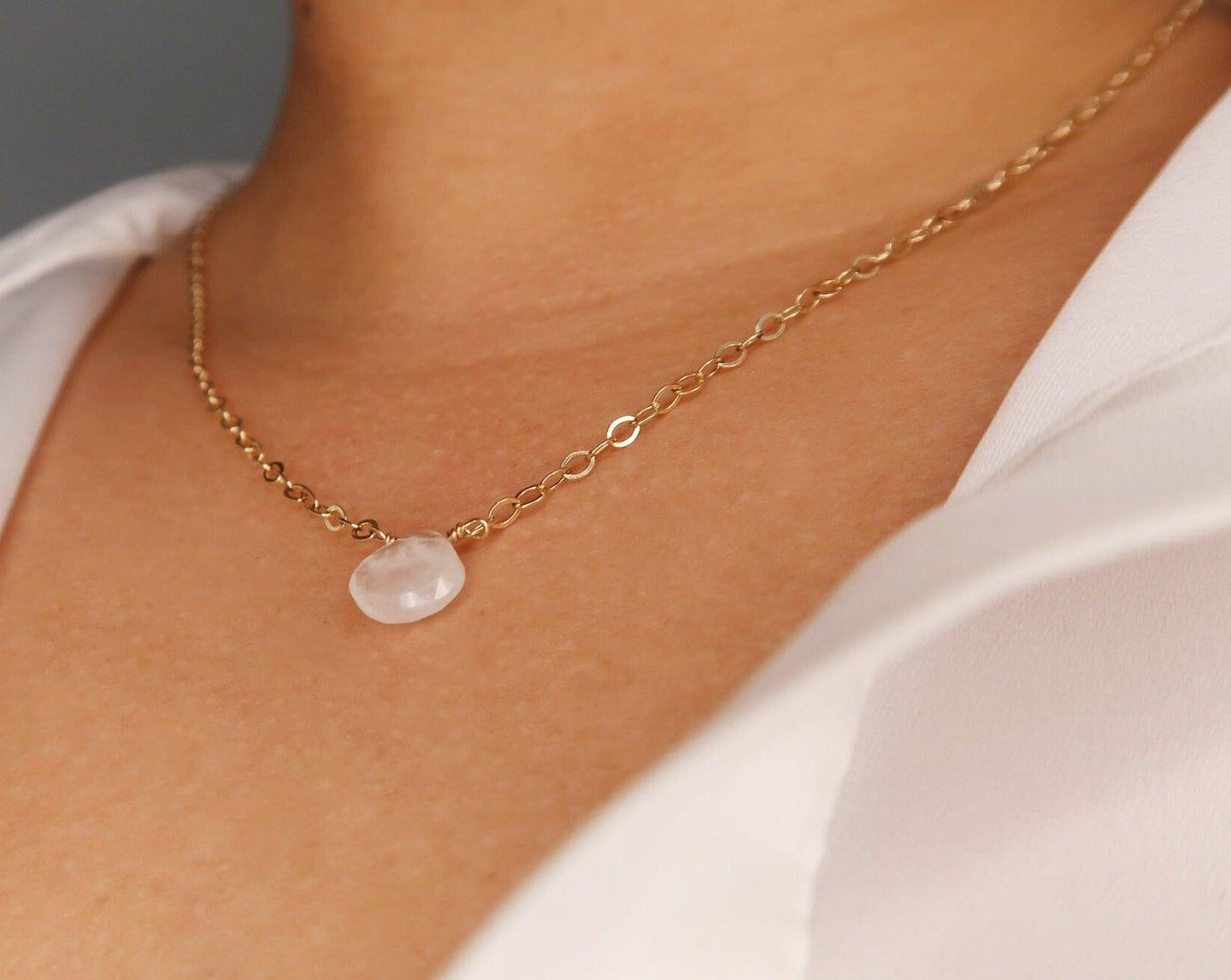 Rainbow Moonstone Crystal Necklace With Reiki Infused Energy - 3Rosebudsco.com