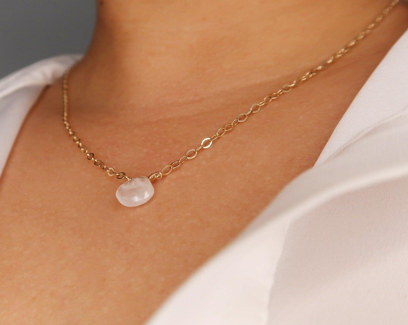 Rainbow Moonstone Crystal Necklace With Reiki Infused Energy - 3Rosebudsco.com
