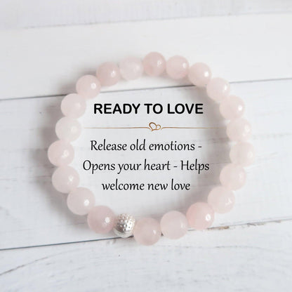 Rose Quartz Healing Gemstone Bracelet Infused with Reiki to Help you Attract Love - 3Rosebudsco.com