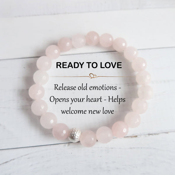 Rose Quartz Healing Gemstone Bracelet Infused with Reiki  to Help you Attract Love - 3Rosebudsco.com