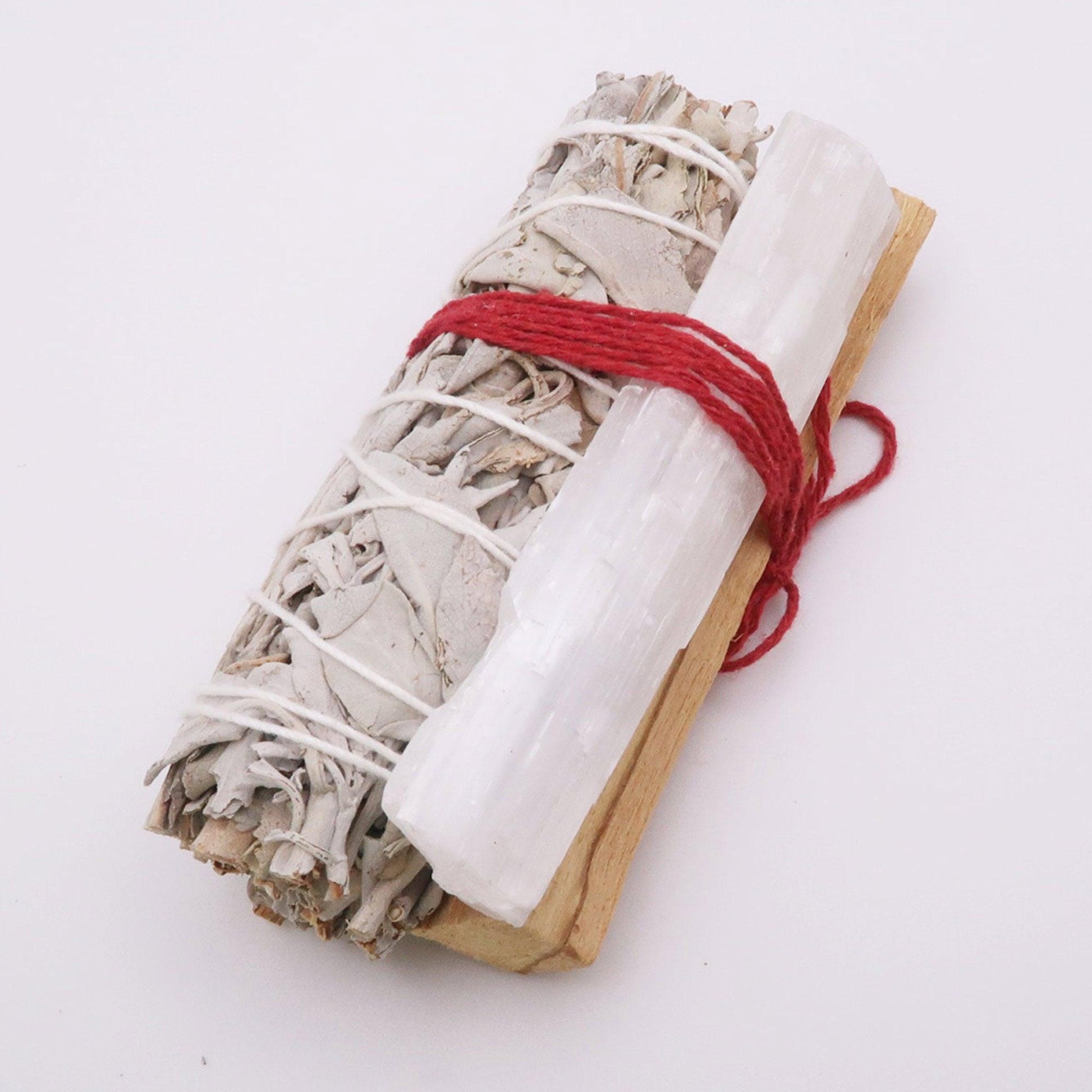 Energy Cleansing Kit with Organic White Sage Kit, Palo Santo, and Selenite - 3Rosebudsco.com