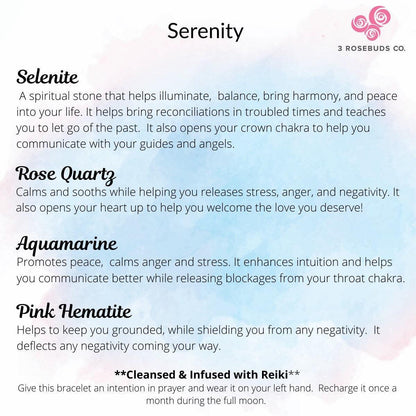 Serenity Healing Gemstone Bracelet with Evil Eye Protection - Infused with Reiki Healing Energy - 3Rosebudsco.com