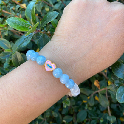 Serenity Healing Gemstone Bracelet with Evil Eye Protection - Infused with Reiki Healing Energy - 3Rosebudsco.com