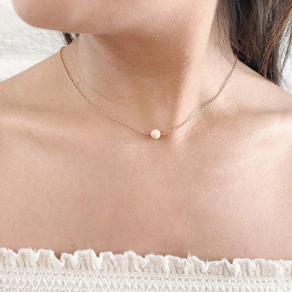 Minimalist Rose Gold  Sunstone Healing Gemstone Necklace Infused with Reiki Energy - 3Rosebudsco.com