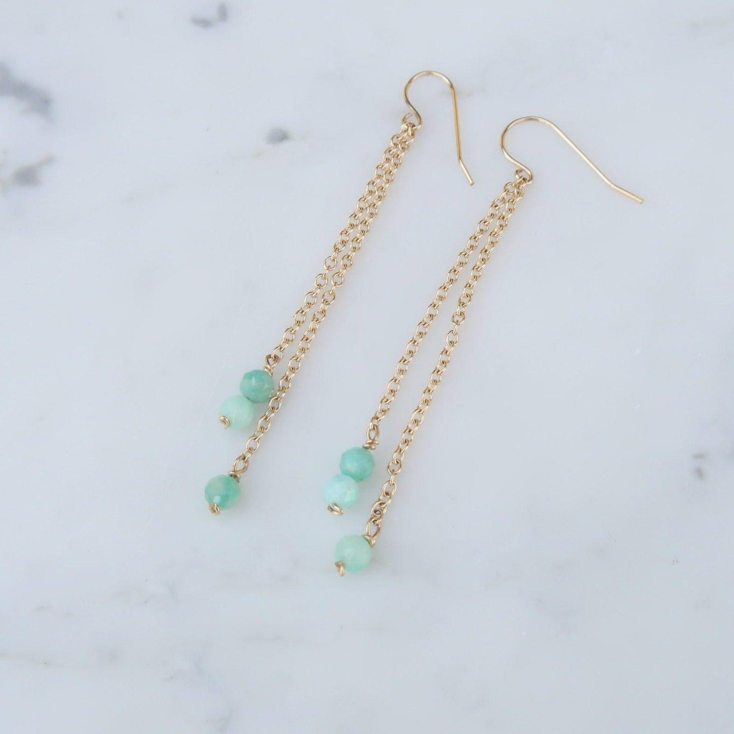 Lightweight Dangling Droplet Earrings with Healing Gemstones - 3Rosebudsco.com