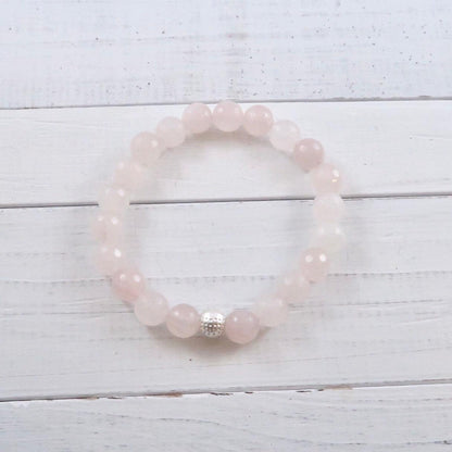 Rose Quartz Healing Gemstone Bracelet Infused with Reiki to Help you Attract Love - 3Rosebudsco.com