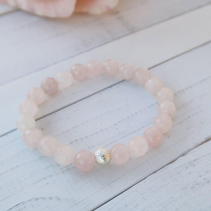 Rose Quartz Healing Gemstone Bracelet Infused with Reiki to Help you Attract Love - 3Rosebudsco.com