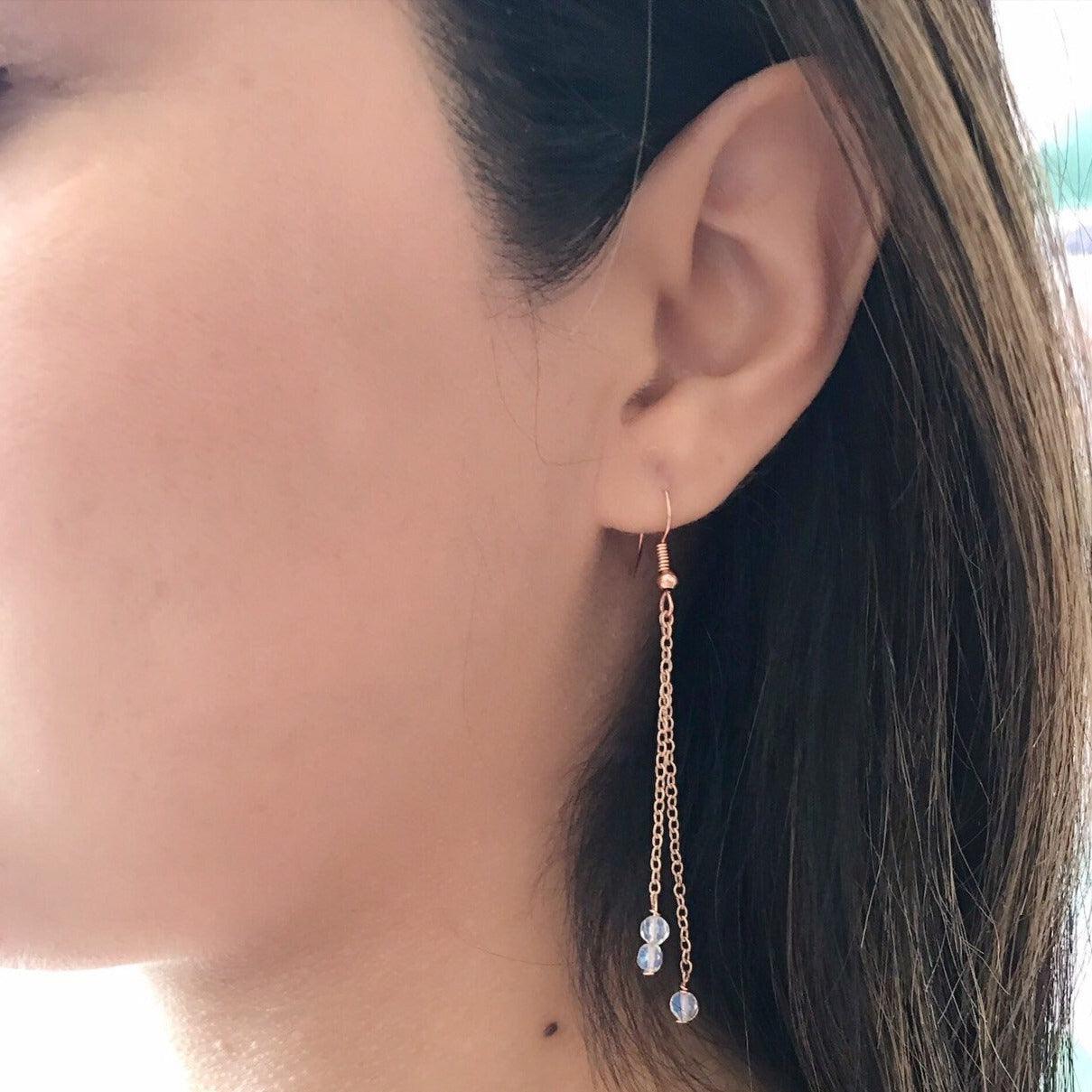 Opalite Gemstone Crystals Earrings. 