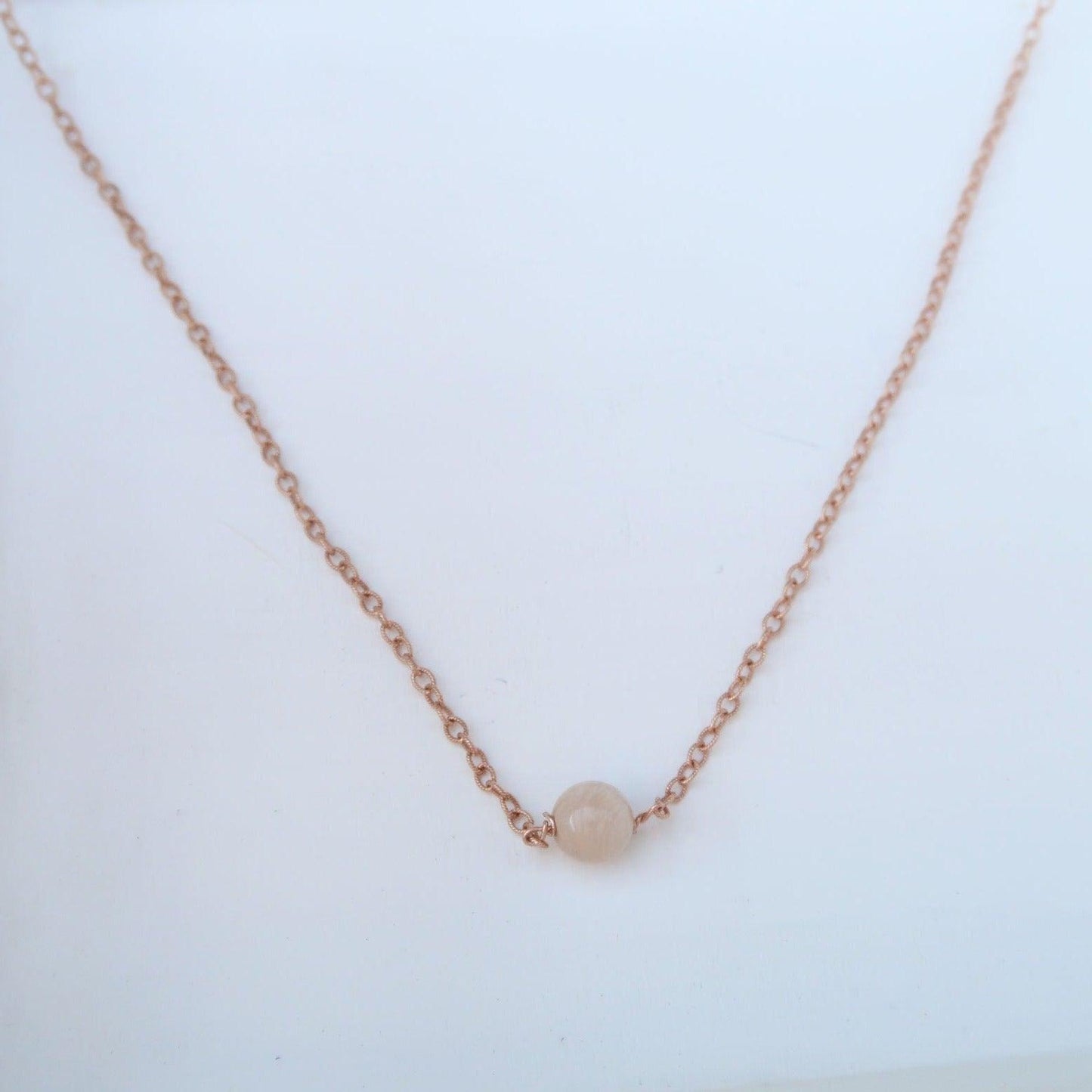 Minimalist Rose Gold Sunstone Healing Gemstone Necklace Infused with Reiki Energy - 3Rosebudsco.com