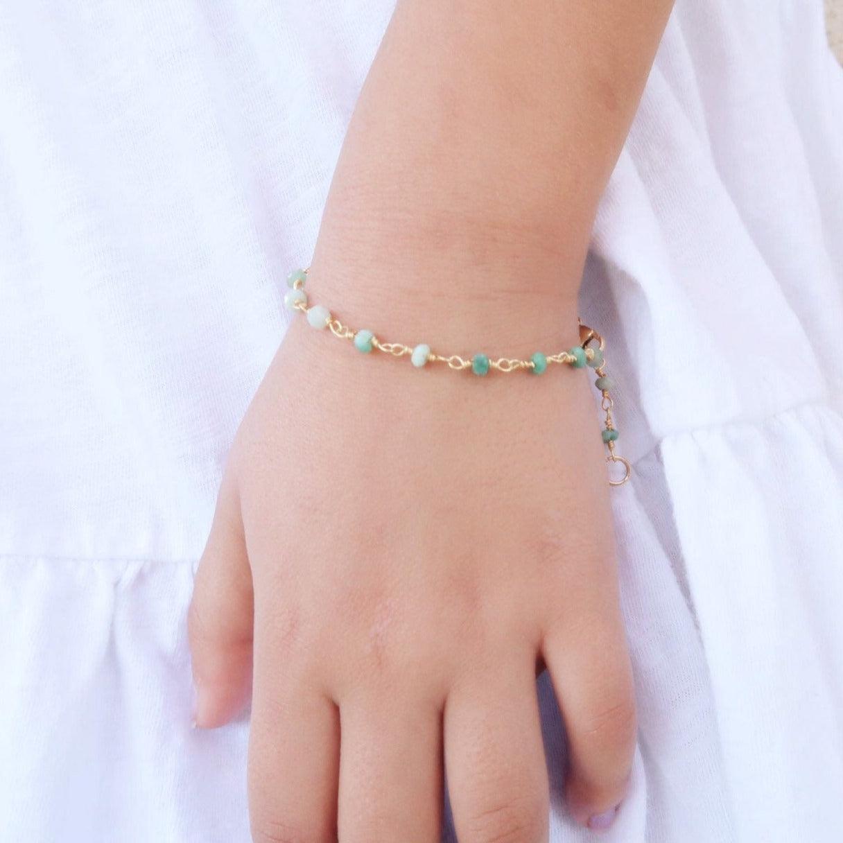 Amazonite power healing gemstone bracelet for kids to empower and encourage them to be more active.