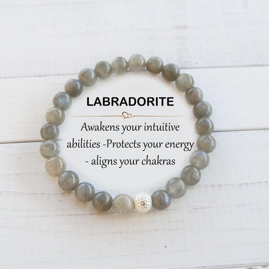 Labradorite Intuitive Healing Gemstone Bracelet With Reiki Energy - 3Rosebudsco.com