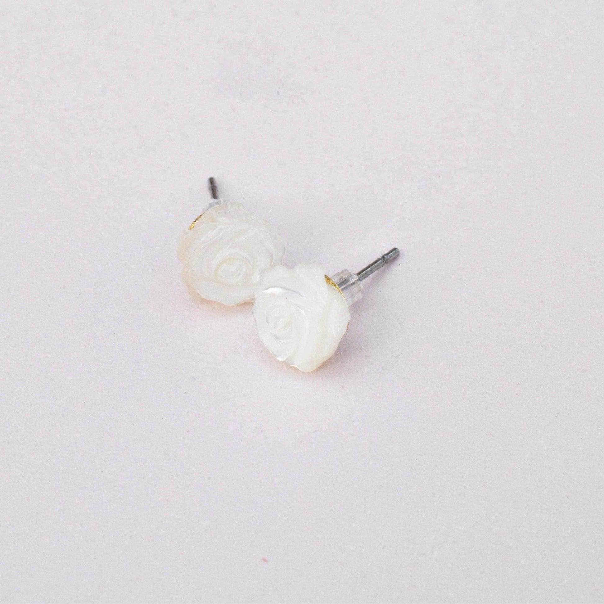 Girls Little Rosebuds Earrings with Mother of Pearls - 3Rosebudsco.com